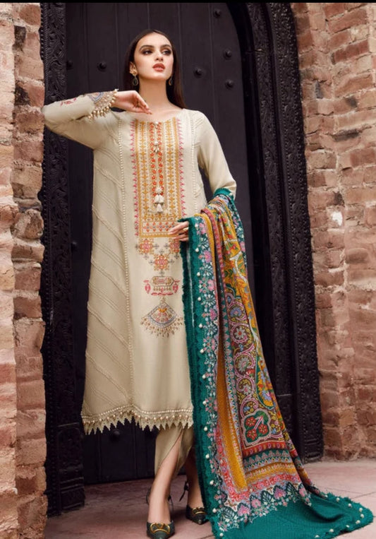Maria.B Dhanak Premium Embroidered 3-Piece