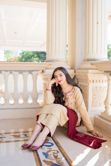 ASLING  3PC DHANAK EMBROIDERED  SU#08