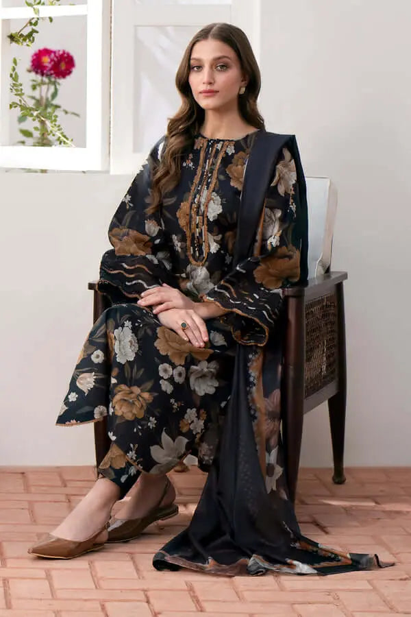 3 PCS Linen Suit - Unstitched  A#017 Kenari.Pk