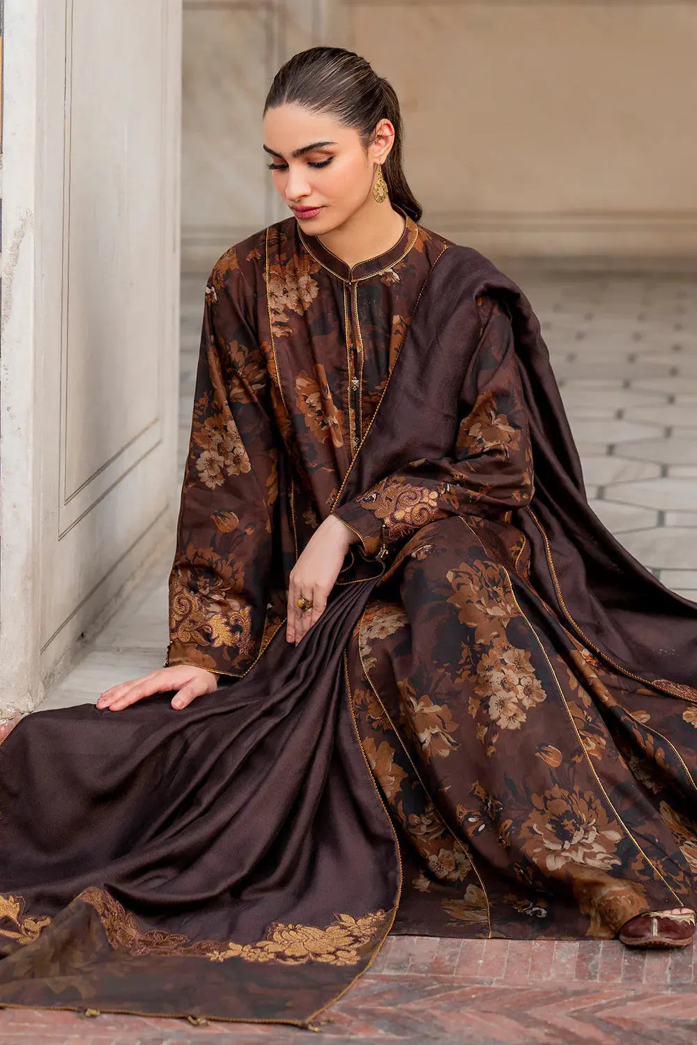 3 PCS Premium Linen Woodland Ember - Unstitched A#007 Kenari.Pk