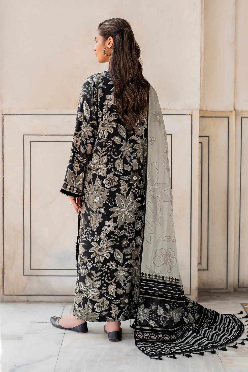 3 PCS Premium Khaddar Moonlit Flora - Unstitched A#010 Kenari.Pk