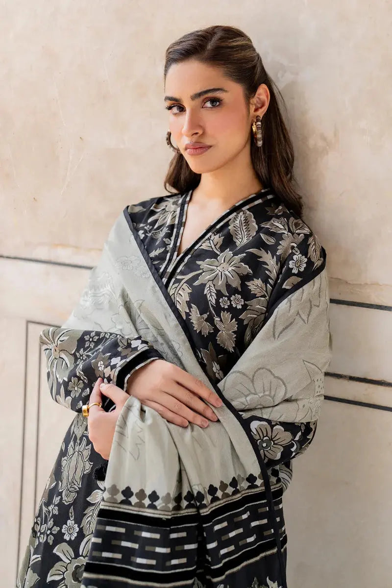 3 PCS Premium Khaddar Moonlit Flora - Unstitched A#010 Kenari.Pk