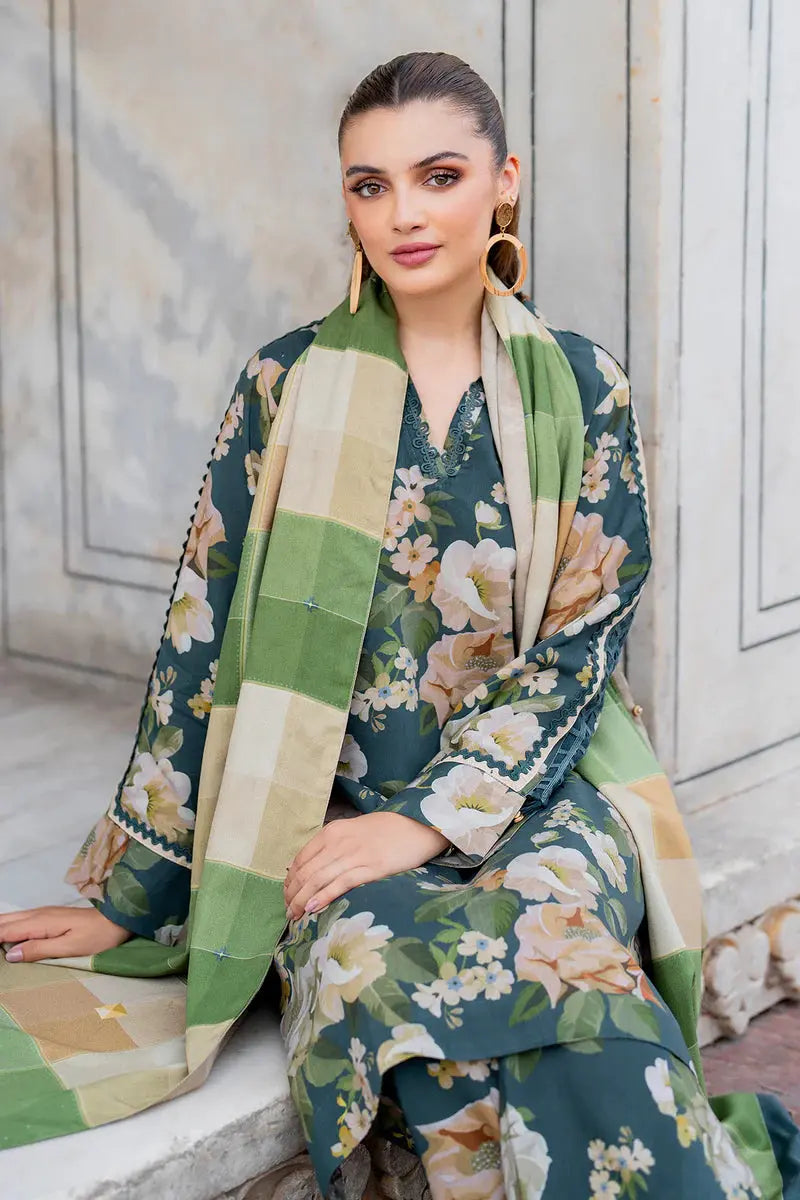 3 PCS Premium Dhanak Verdant Grace - Unstitched  A#012 Kenari.Pk