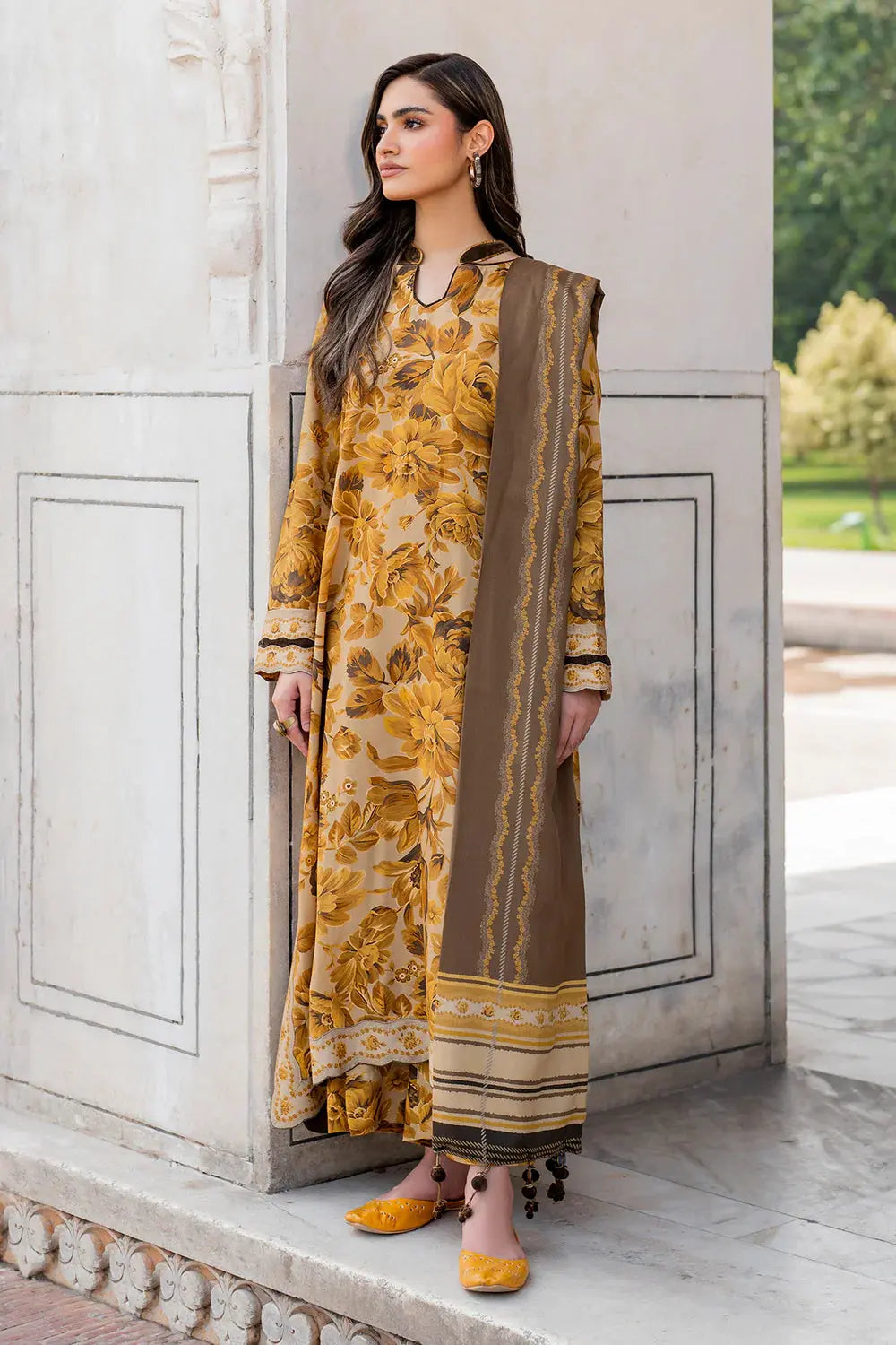3 PCS Premium Linen Golden Horizon - Unstitched A#013 Kenari.Pk