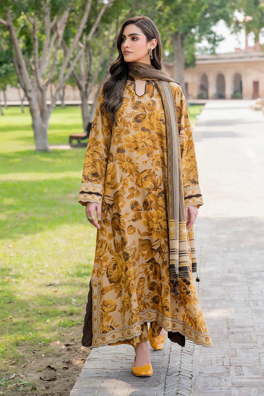 3 PCS Premium Linen Golden Horizon - Unstitched A#013 Kenari.Pk