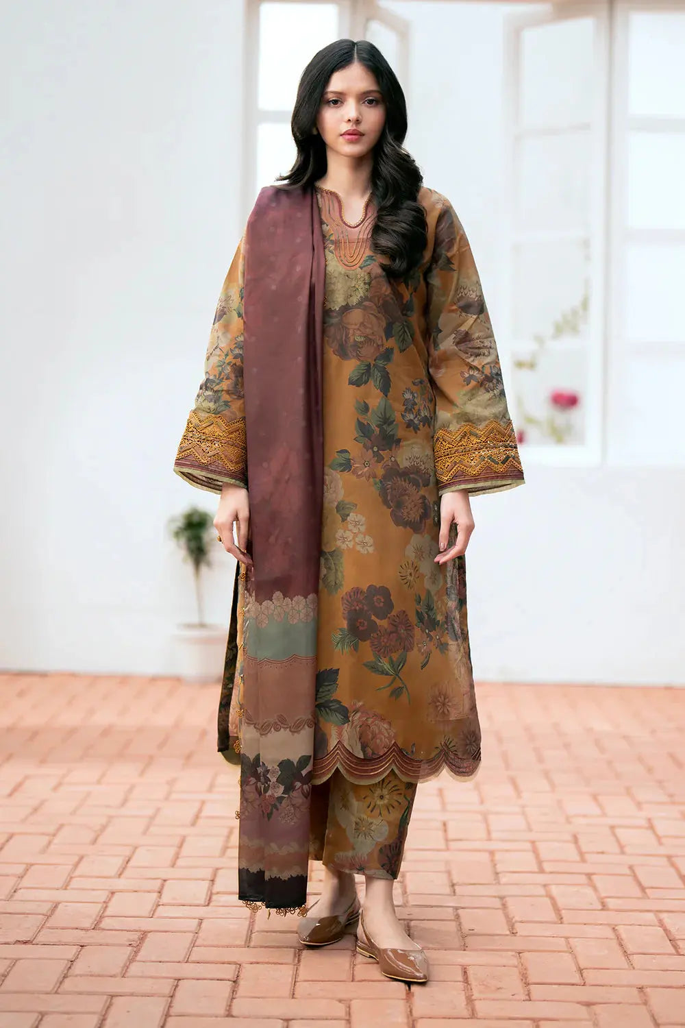 3 PCS Linen Suit - Unstitched A#001 Kenari.Pk