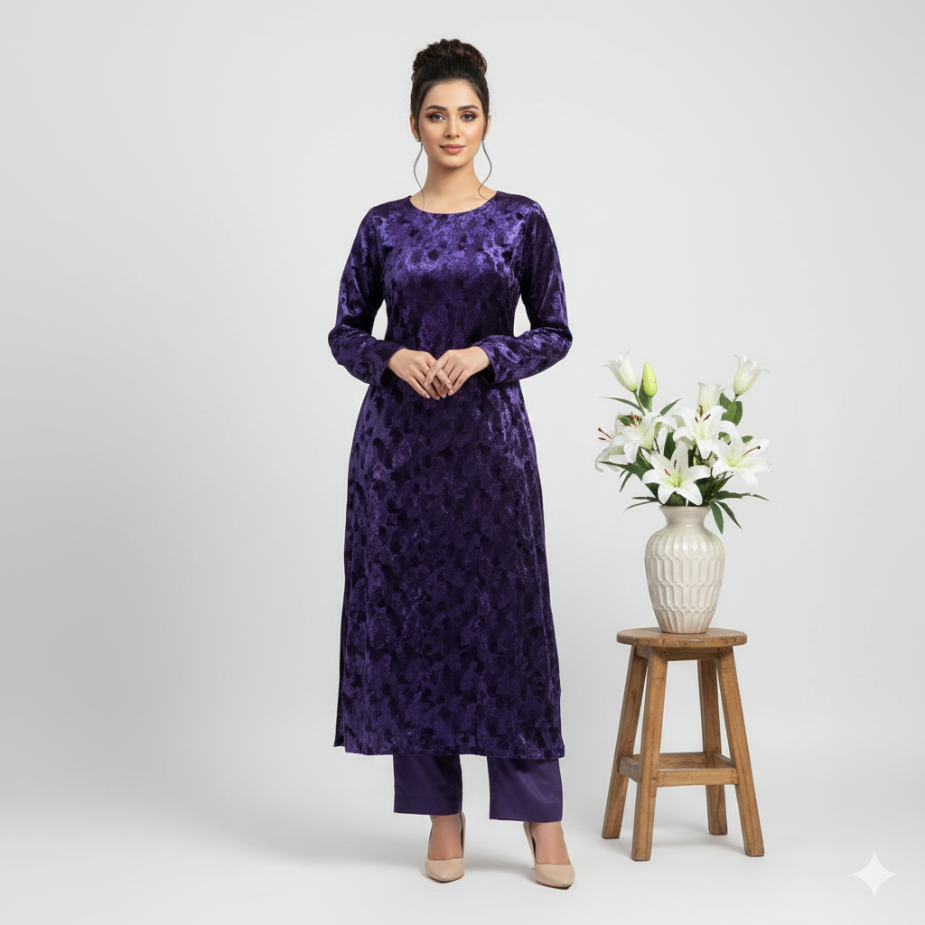 Premium Korean Velvet 2-piece Unstitched D-013