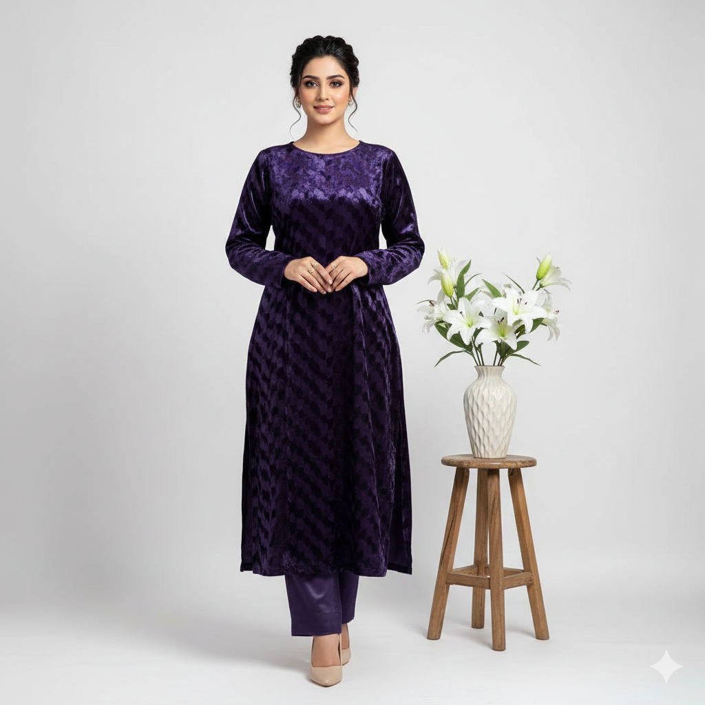 Premium Korean Velvet 2-piece Unstitched D-012