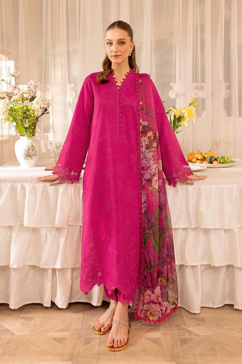 Maria B D#005 – Luxury 3pc Dhanak Suit with Wool Print Shawl