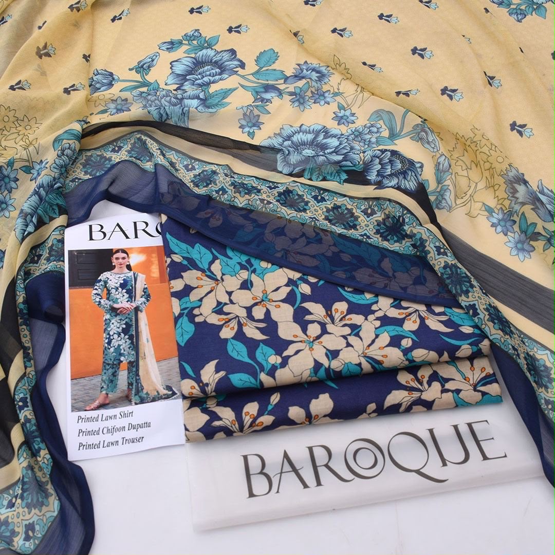 Baroque lawn 3-Piece Un-stiched
