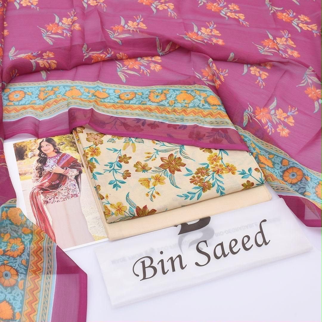 Bin Saeed Lawn 3-Piece Un-stiched