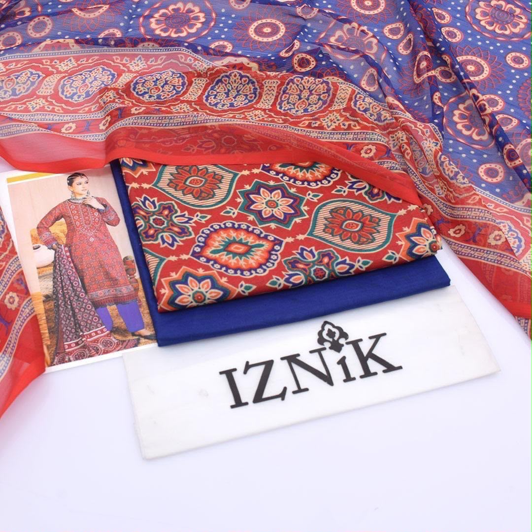 Iznik lawn 3-Piece Un-stiched