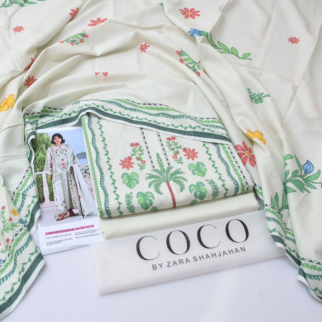 Coco By Zara Shahjahan Digital Printed Dhanak 3-Piece Un-Stiched