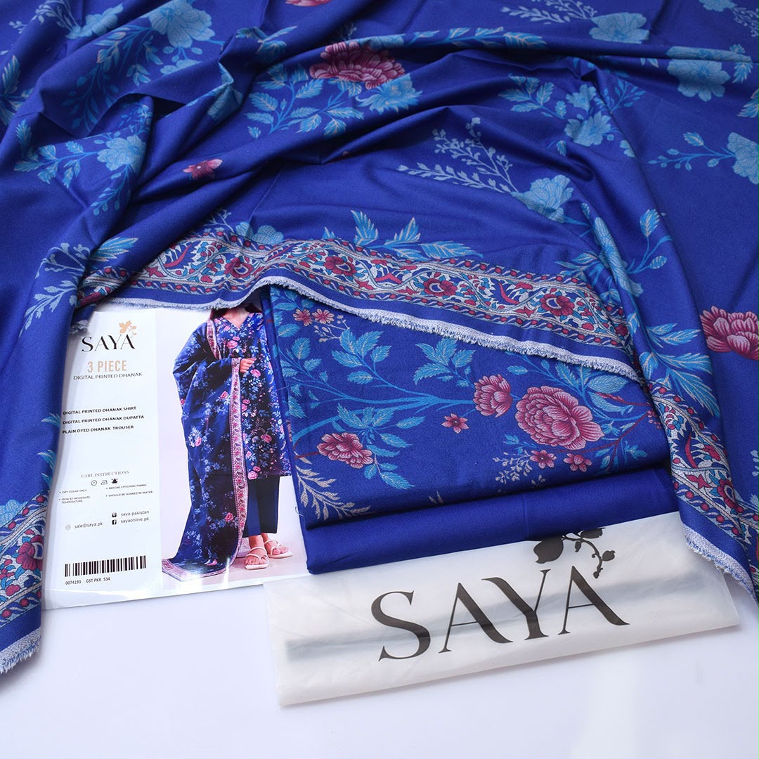 Saya Digital Printed Dhanak 3-Piece Un-Stiched