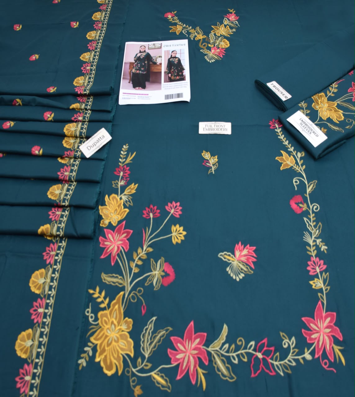 Silai Karhai Dhanak Premium Embroidered 3-Piece