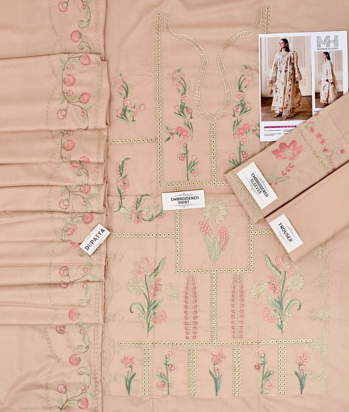 Maryam Hussain Dhanak Premium Embroidered 3-Piece