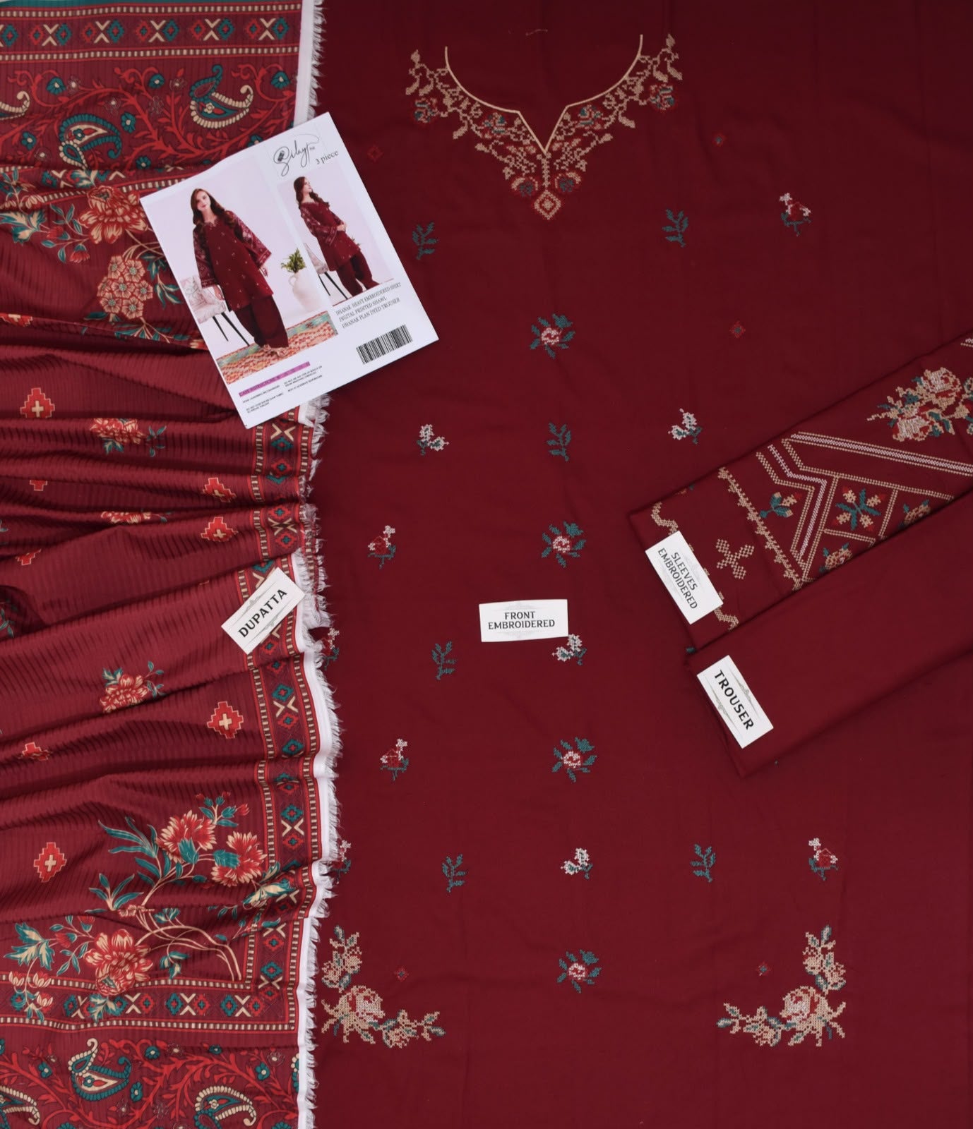Maria.B Dhanak Premium Embroidered 3-Piece