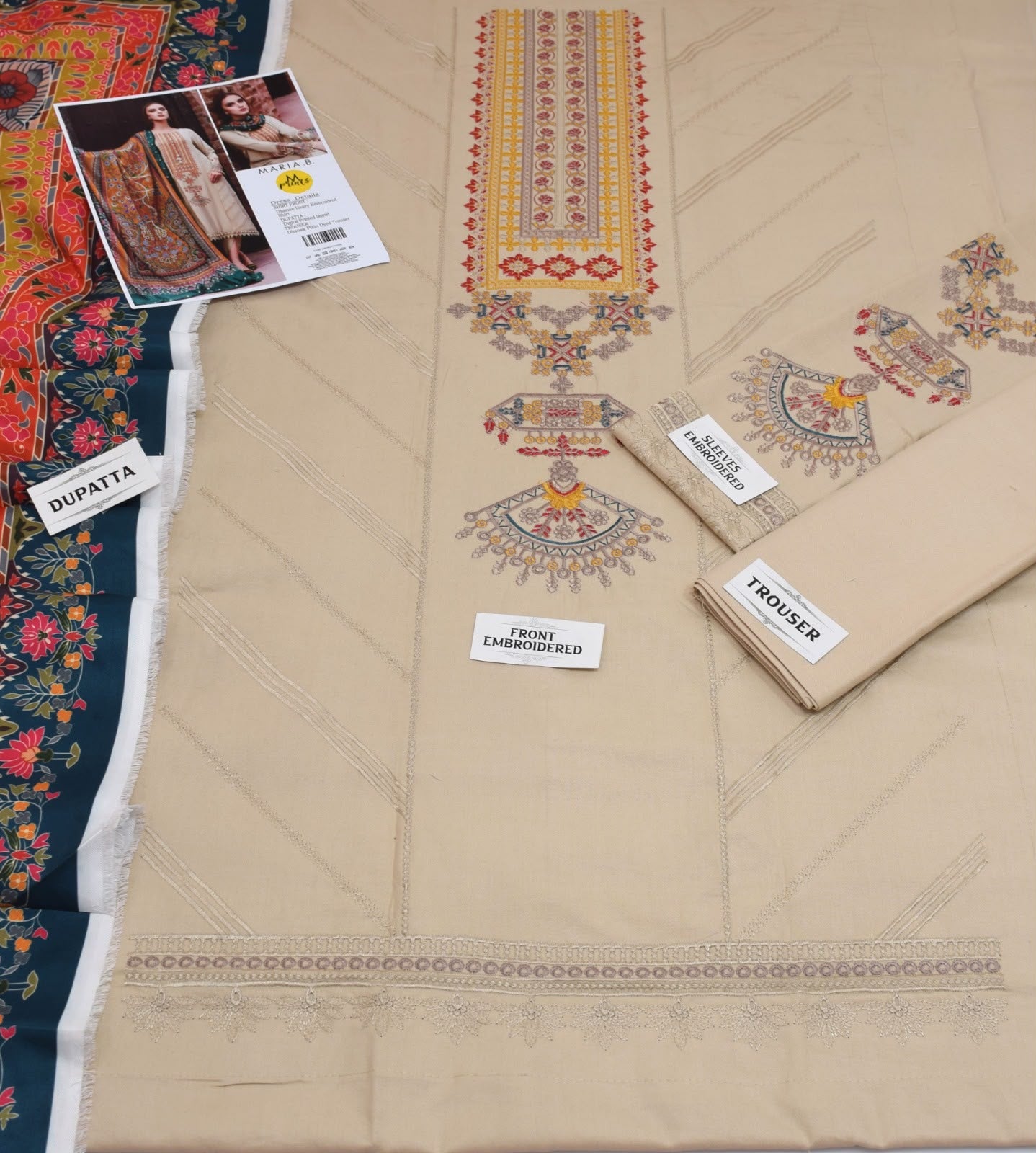 Maria.B Dhanak Premium Embroidered 3-Piece