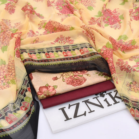 Iznik lawn 3-Piece Un-stiched
