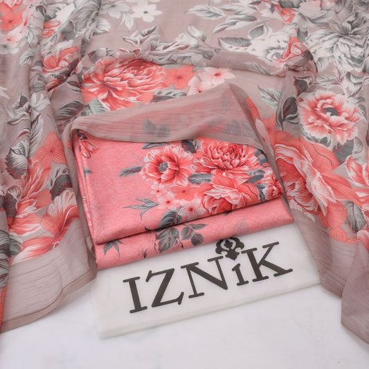 Iznik lawn 3-Piece Un-stiched