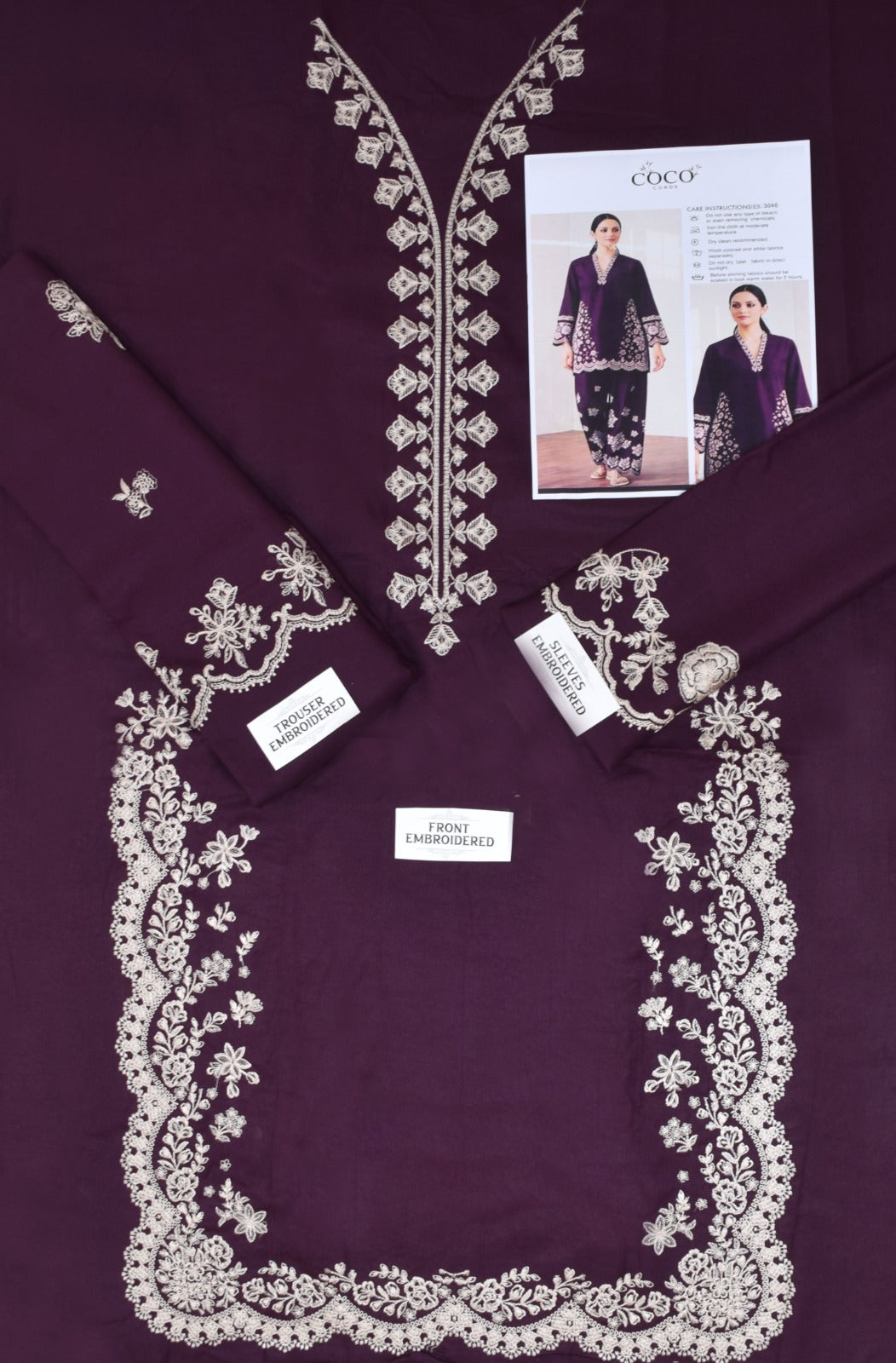 COCO Embroidered 2-Piece Dhanak Un-stiched