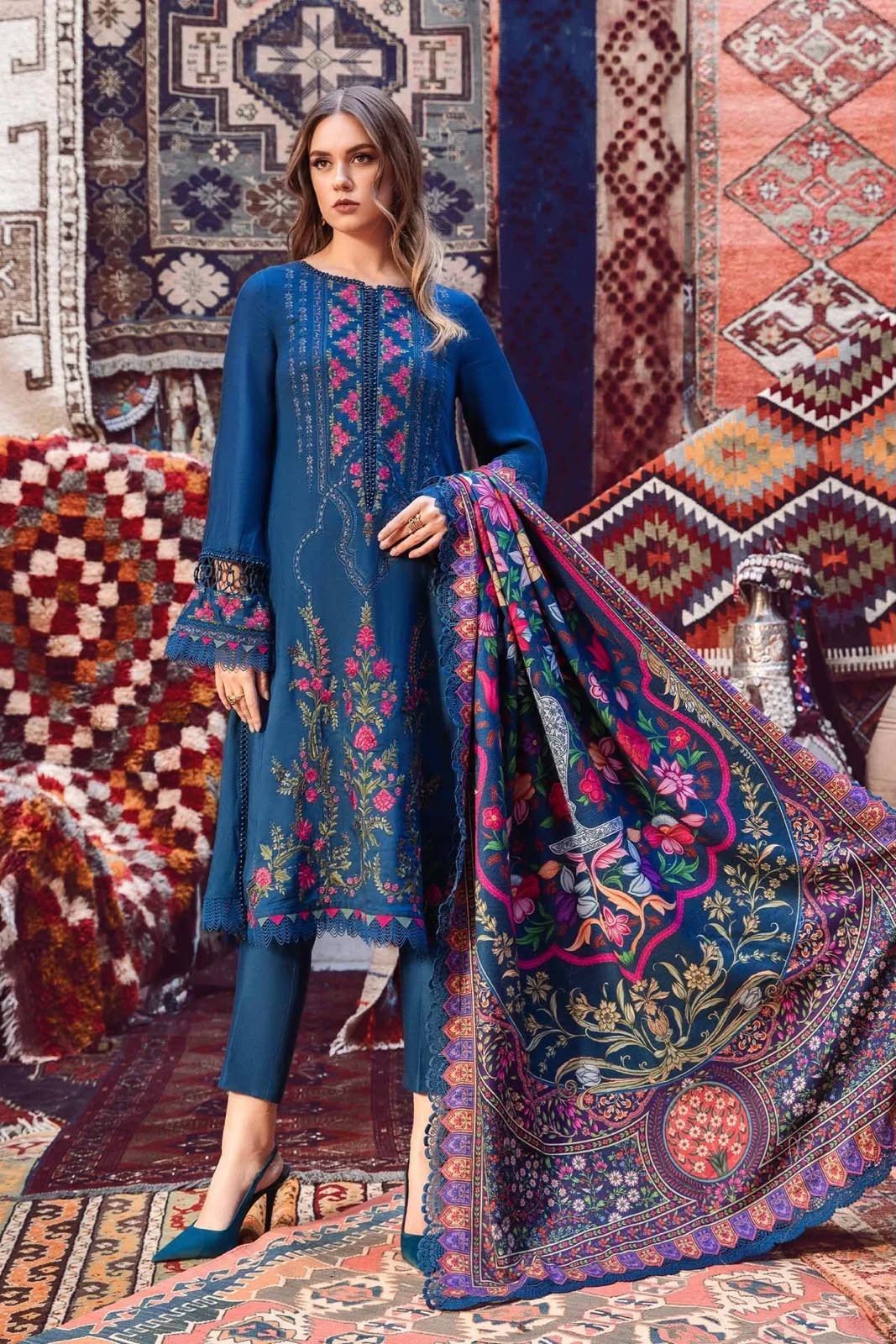 Maria.B Dhanak Premium Embroidered 3-Piece