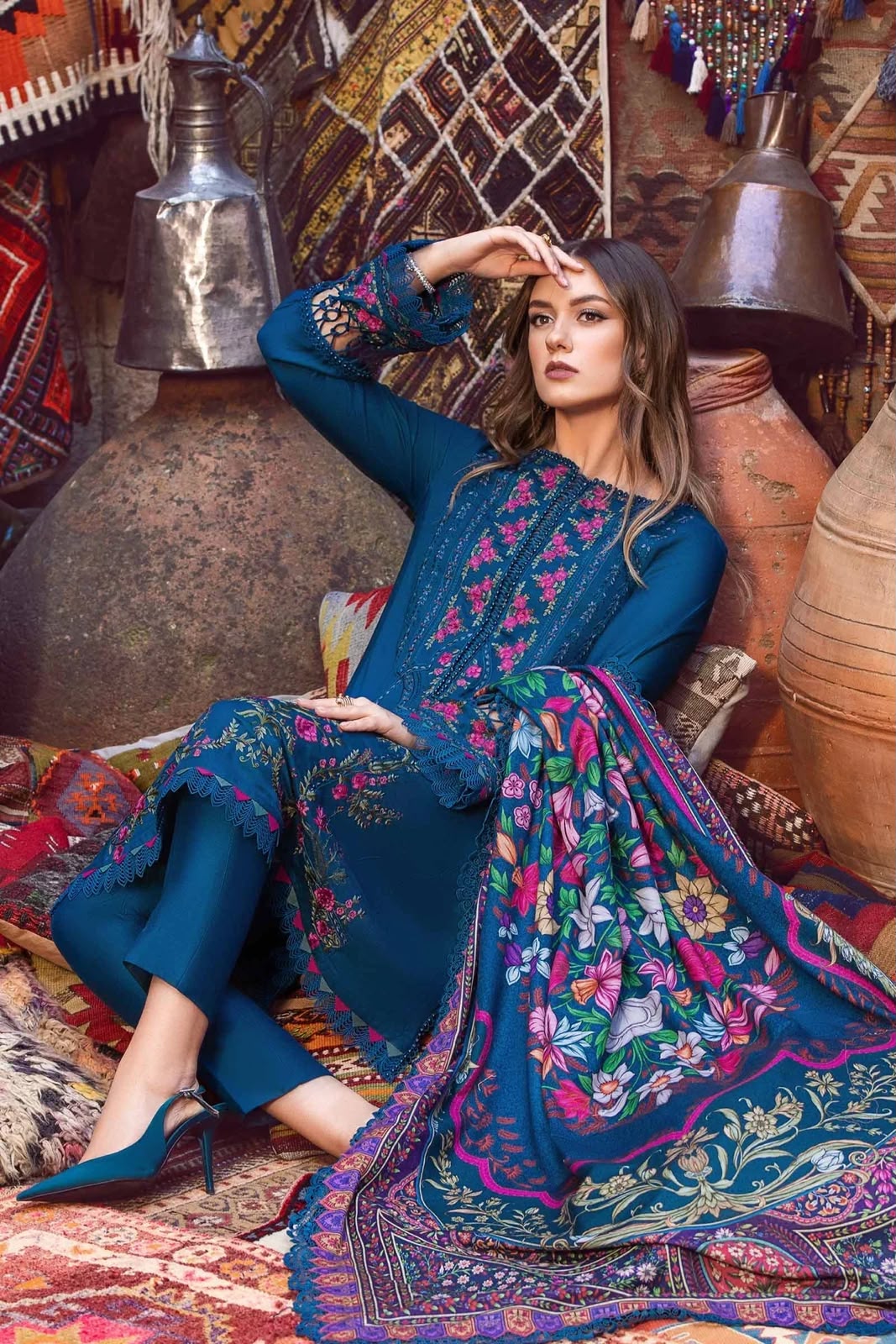Maria.B Dhanak Premium Embroidered 3-Piece