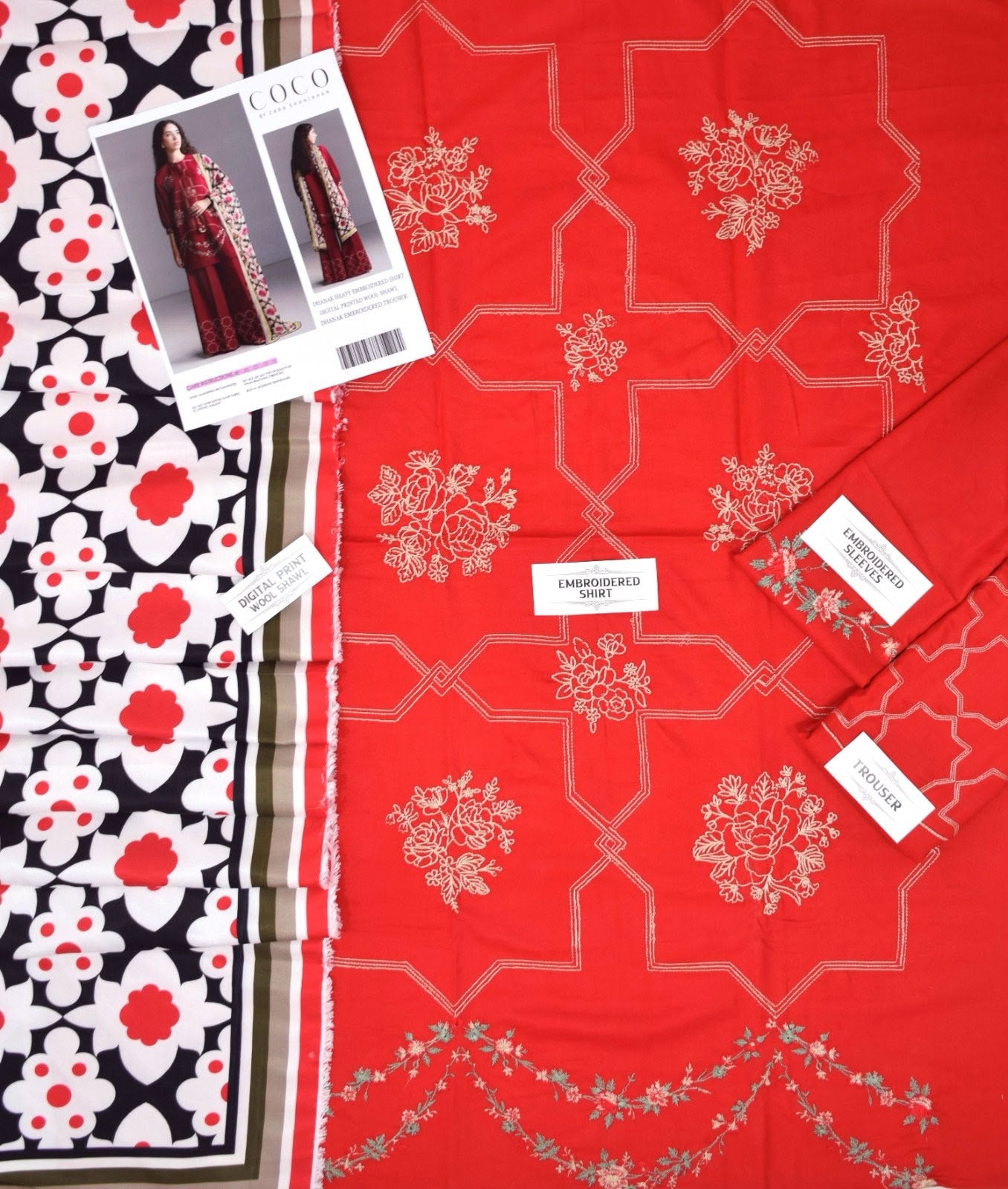 COCO by Zara Shajahan Dhanak Premium Embroidered 3-Piece