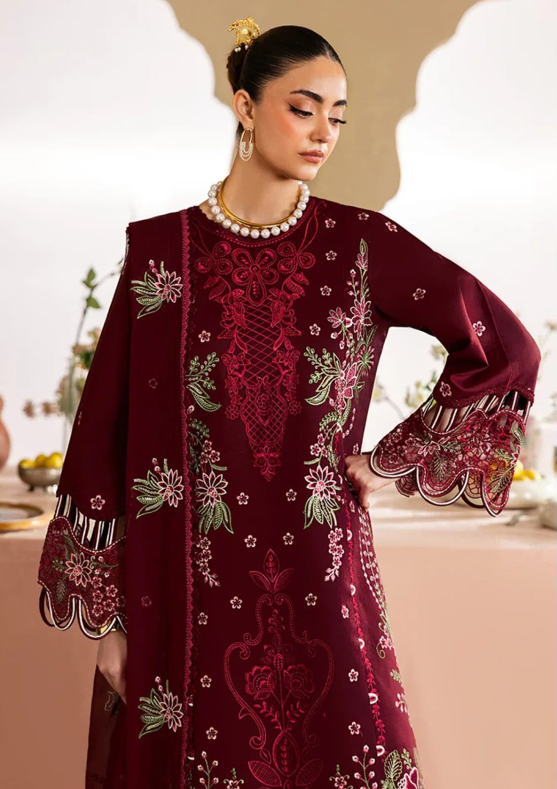 Mahnur Dhanak Premium Embroidered 3-Piece