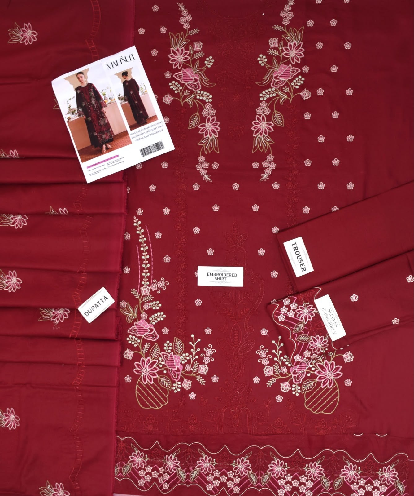 Mahnur Dhanak Premium Embroidered 3-Piece