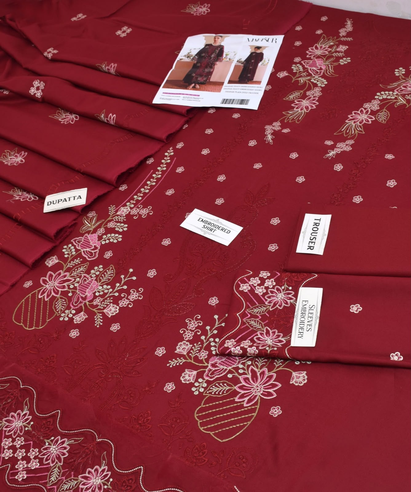 Mahnur Dhanak Premium Embroidered 3-Piece