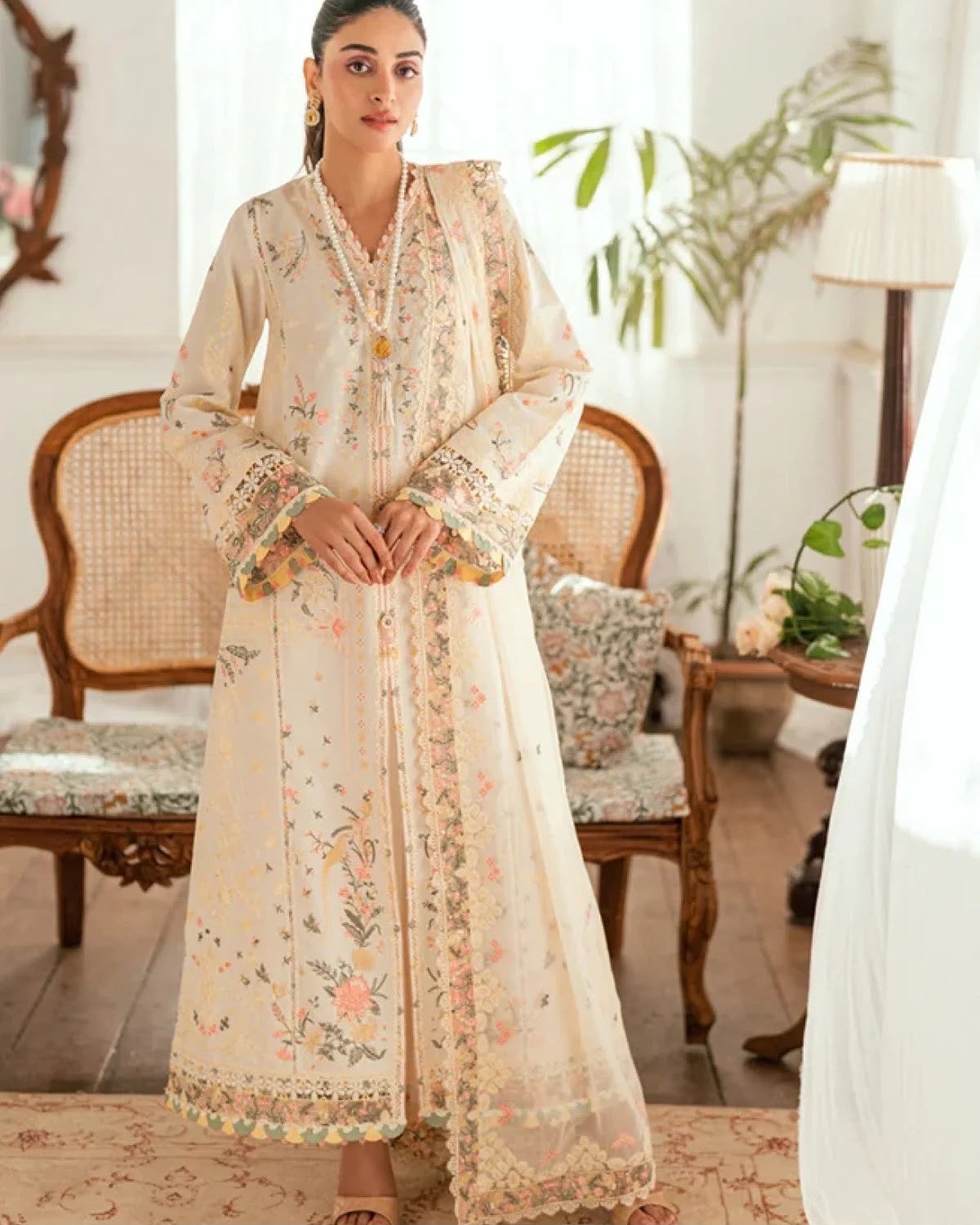 Coco by Zara Shahjahan Premium Embroidered Dhanak 3-Piece Suit