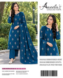 Indian Booti Dhanak Embroidered 3-Piece Un-Stiched