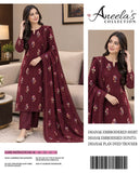 Indian Booti Dhanak Embroidered 3-Piece Un-Stiched