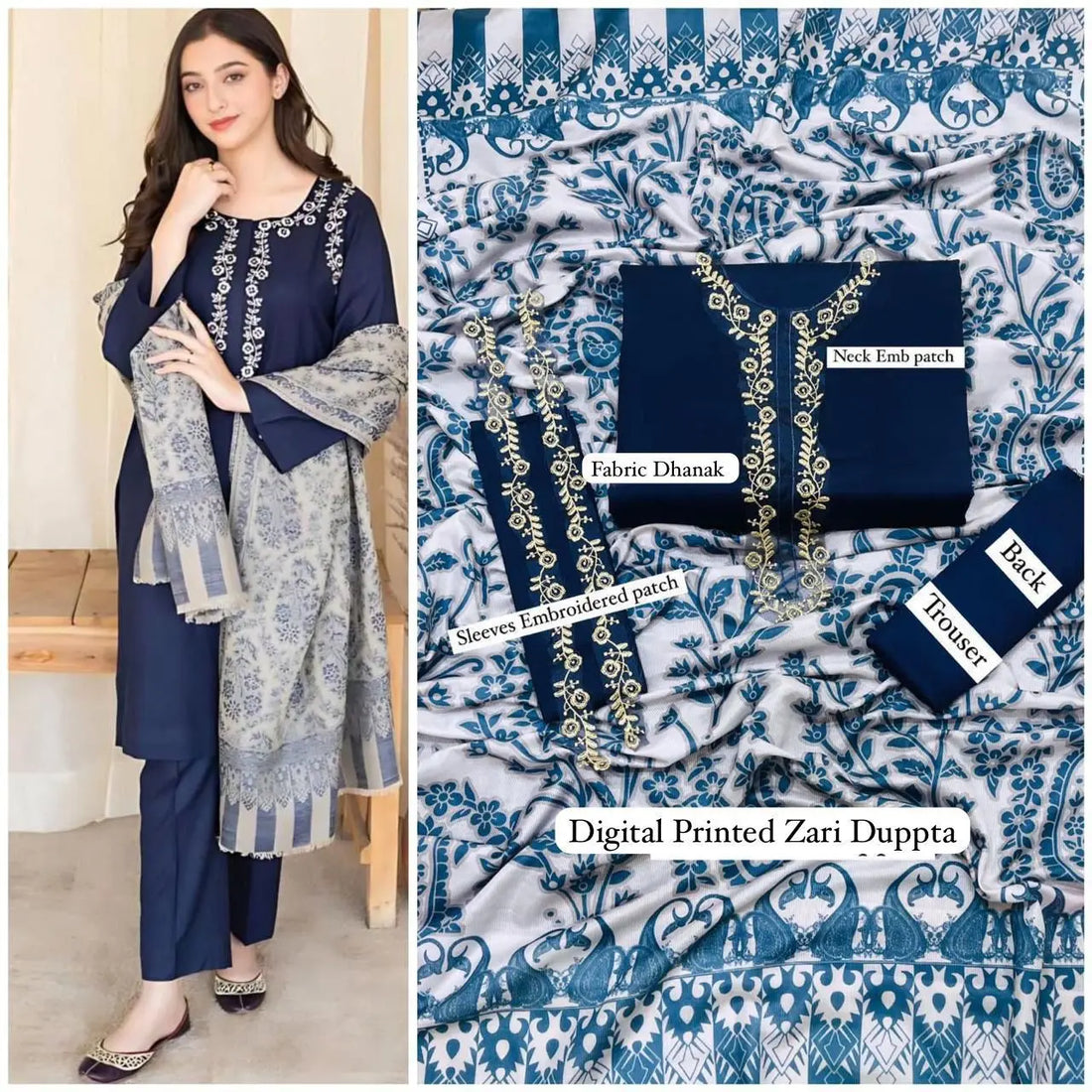 Digital Printed Dhanak 3 PC